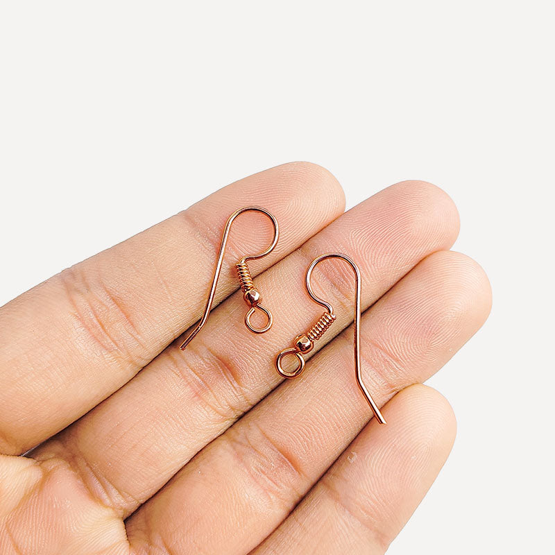 Handcrafted Rose Gold Overlay Coil Ball Hook Earwire From India For Designer Earrings