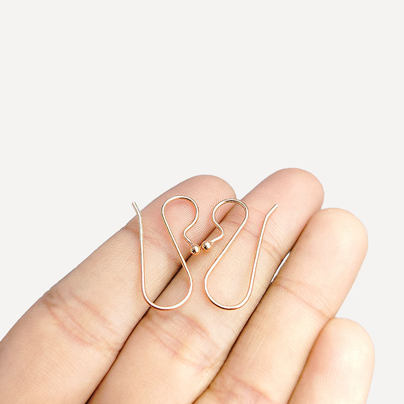 Handcrafted Rose Gold Overlay Rounded Hook Earwire With Ball Tip From India For Designer Earrings