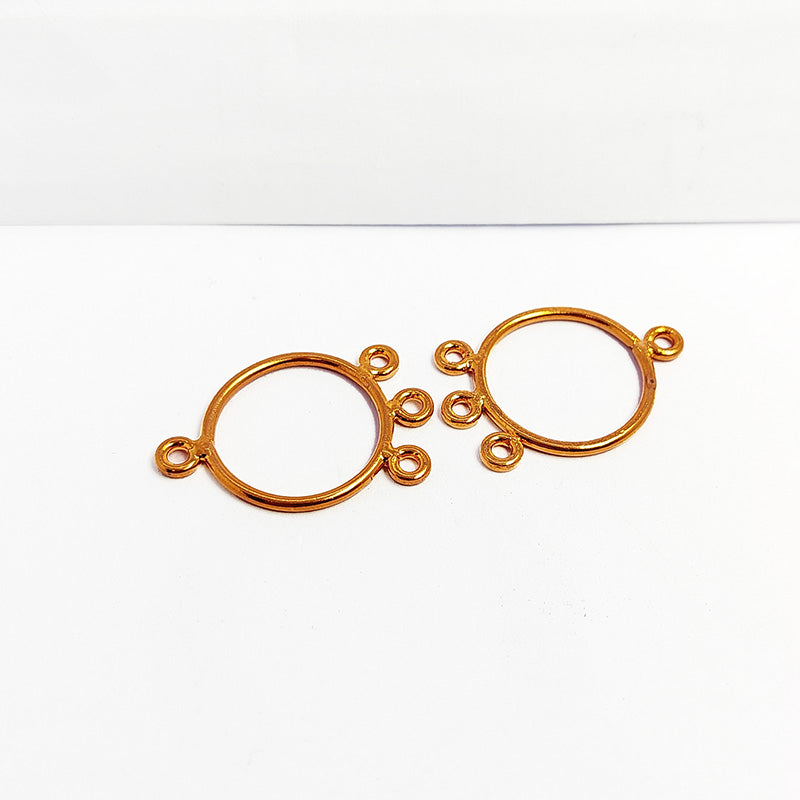 Handcrafted Rose Gold Overlay Over Copper chandelier earring finding with multiple loops for DIY jewelry projects, artisan quality from India.