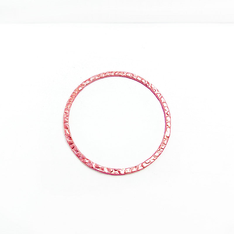 Handcrafted Rose Gold Overlay Hammered Round Connector From India For Designer Jewelry