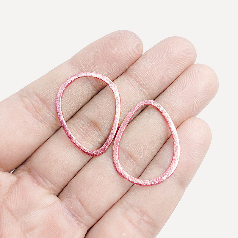 Handcrafted Rose Gold Overlay Textured Teardrop Connector From India For Designer Jewelry