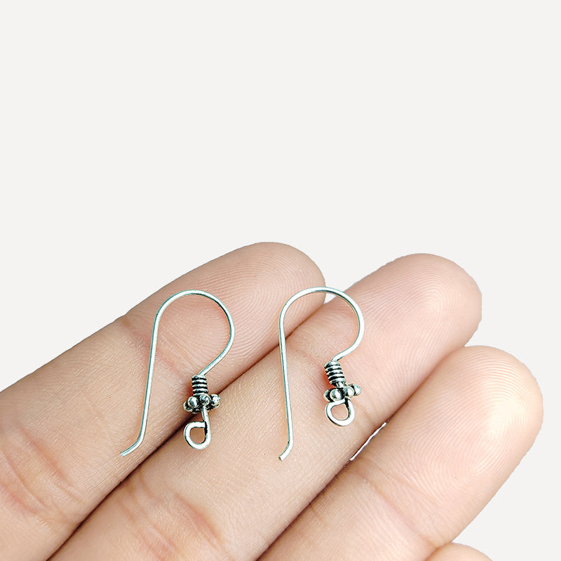 Handcrafted Silver Overlay Granulated Earwire from India with oxidized polished finish