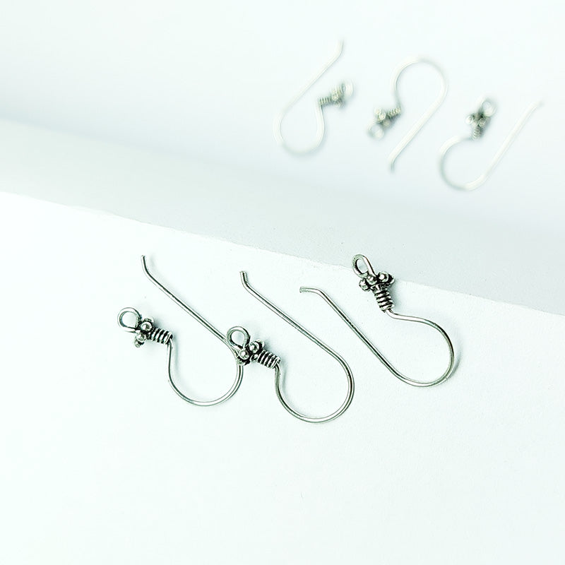 Handcrafted Silver Overlay Granulated Earwire from India with oxidized polished finish
