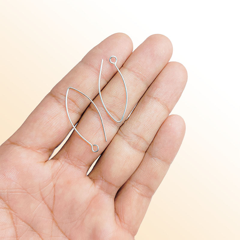 Handcrafted Silver Overlay Marquise Earwire from India with polished finish