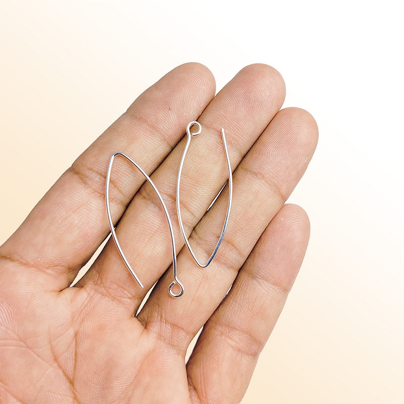 Handcrafted Silver Overlay Marquise Earwire from India with polished finish