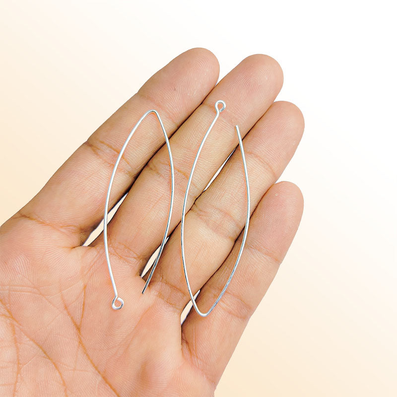 Handcrafted Silver Overlay Marquise Earwire from India with polished finish