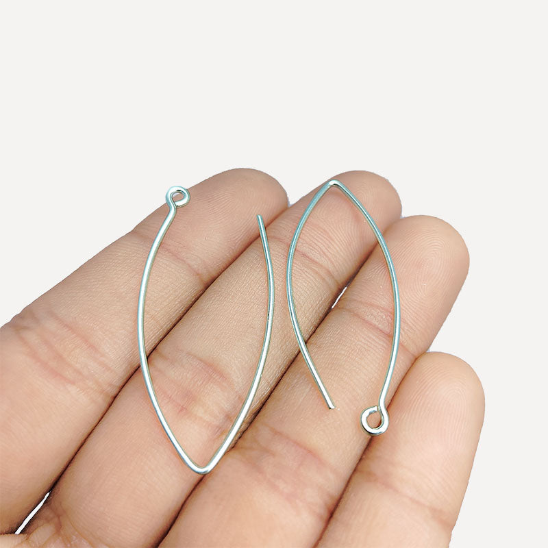 Handcrafted Silver Overlay Marquise Earwire from India with polished finish
