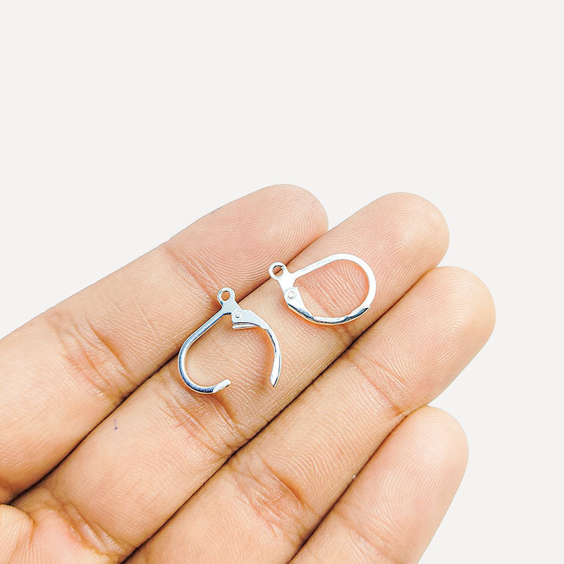 Handcrafted Silver Overlay Leverback Hoop Earwire from India with polished finish