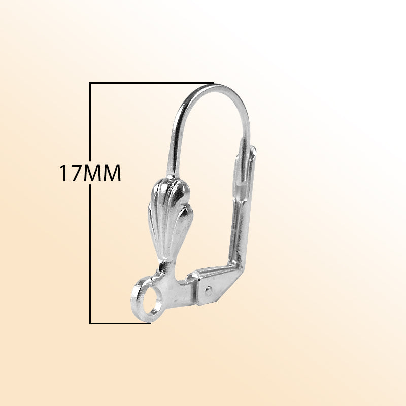 Handcrafted Silver Overlay Leverback Earwire from India with shell pattern