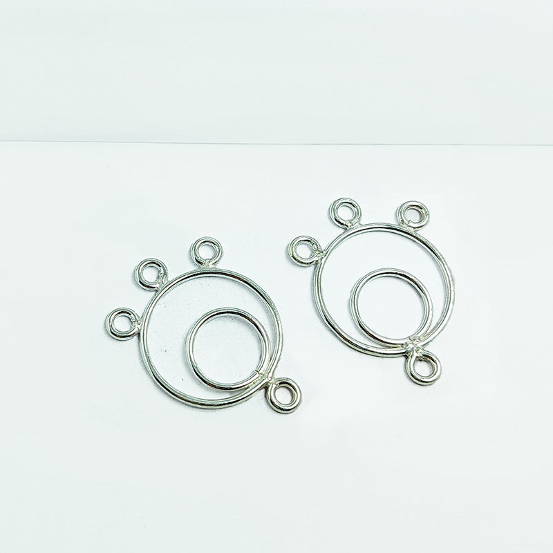 Handmade silver overlay over copper chandelier earring findings from India with polished finish for jewelry making.