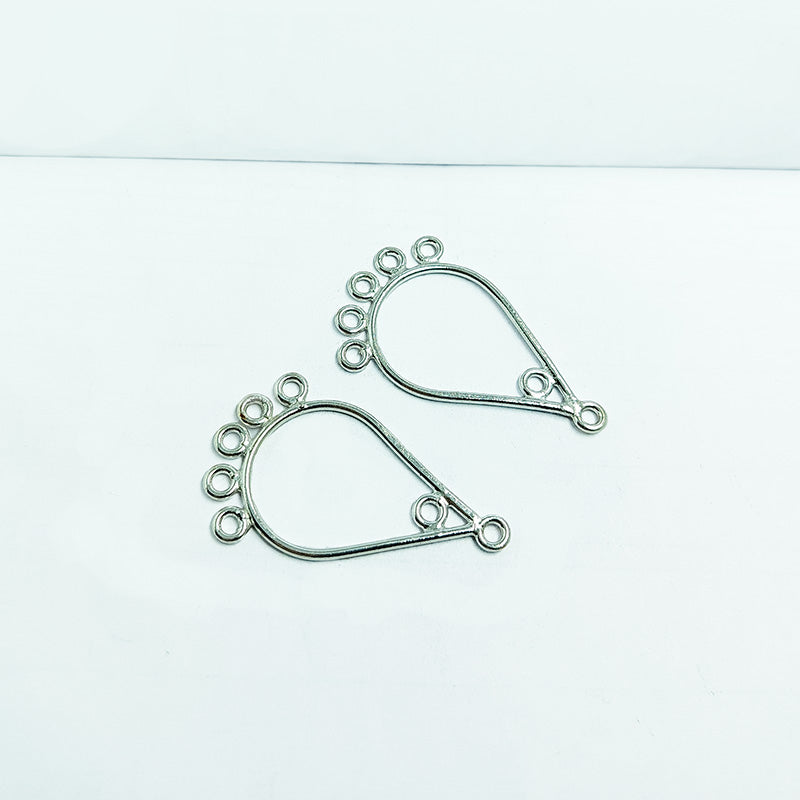 Handcrafted Silver Overlay Over copper teardrop chandelier earring finding with multiple loops for DIY jewelry projects, artisan quality from India.