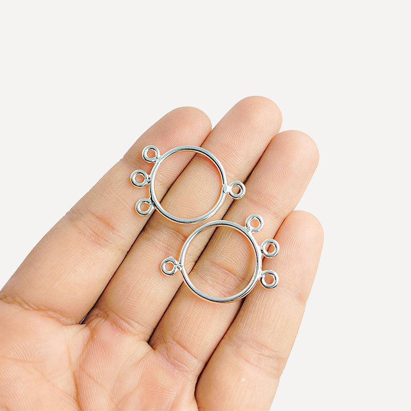Handcrafted Silver Overlay Over copper teardrop chandelier earring finding with multiple loops for DIY jewelry projects, artisan quality from India