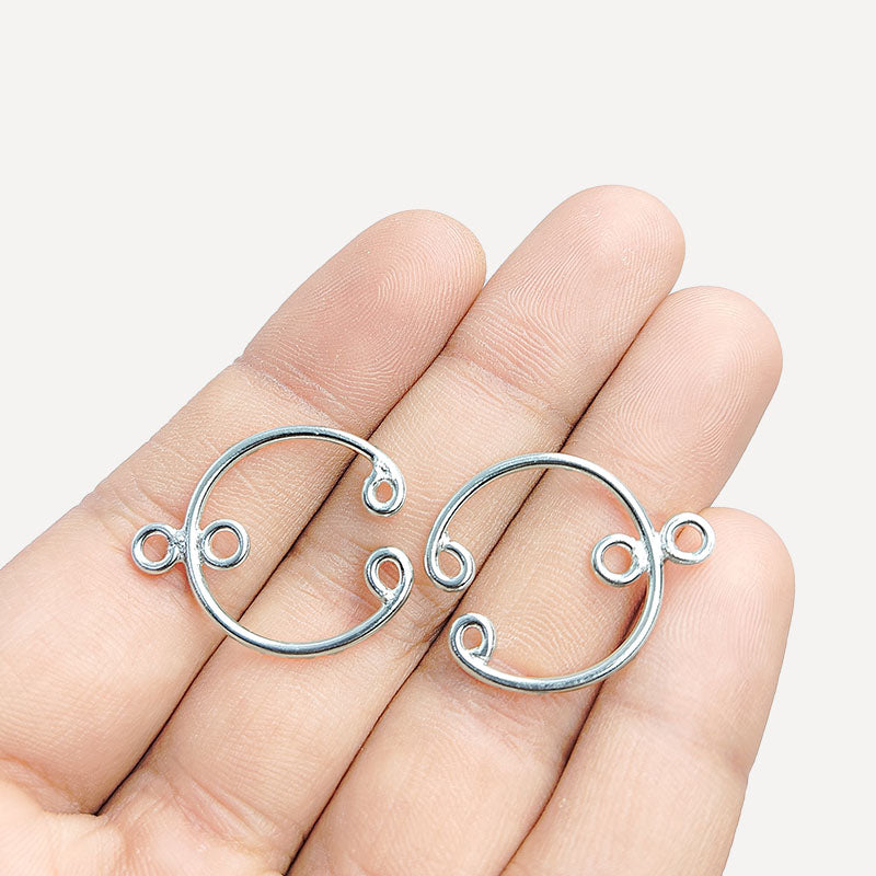 Handcrafted Silver Overlay Over copper chandelier earring finding with multiple rings for DIY statement jewelry making.