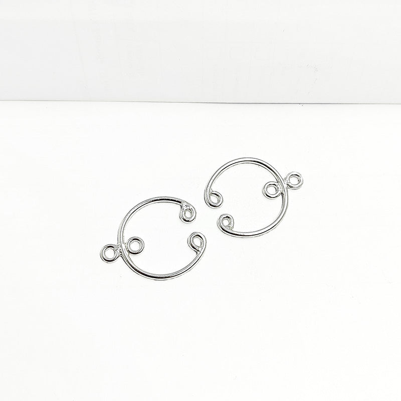 Handcrafted Silver Overlay Over copper chandelier earring finding with multiple rings for DIY statement jewelry making.