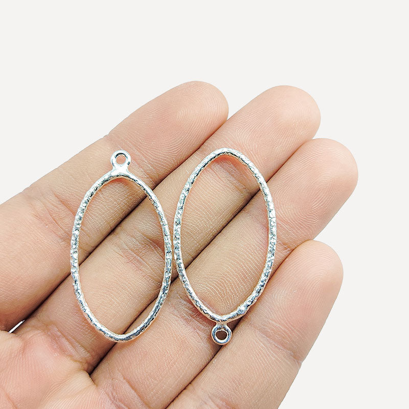 Handcrafted Silver Overlay Teardrop Hoop Earwire from India with textured polished design