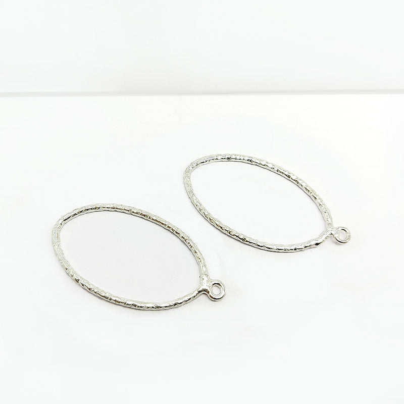 Handcrafted Silver Overlay Teardrop Hoop Earwire from India with textured polished design
