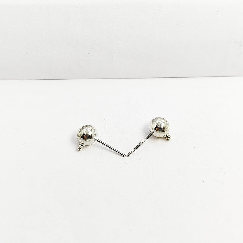 Handcrafted Silver Overlay Ball Post Earwire from India with polished silver overlay finish