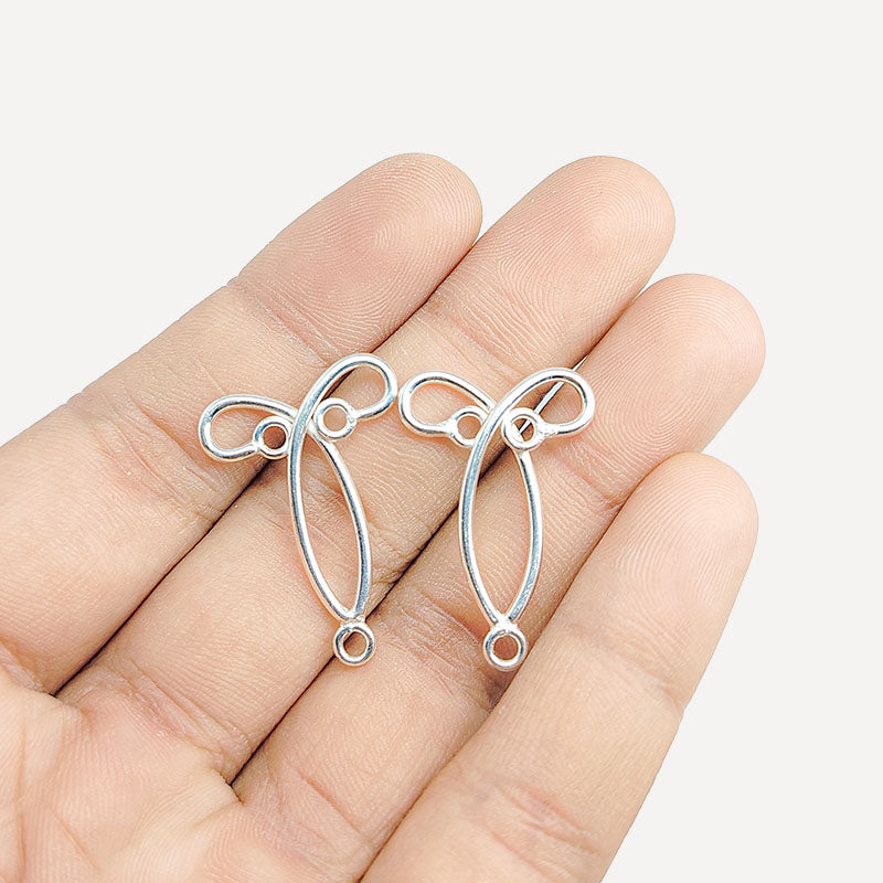 Handcrafted Silver Overlay Twisted Leaf Earwire from India with polished silver overlay finish