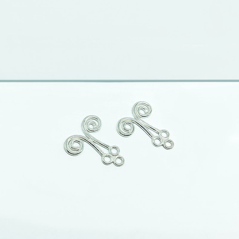 Handcrafted Silver Overlay Spiral Loop Earwire from India with polished silver overlay finish