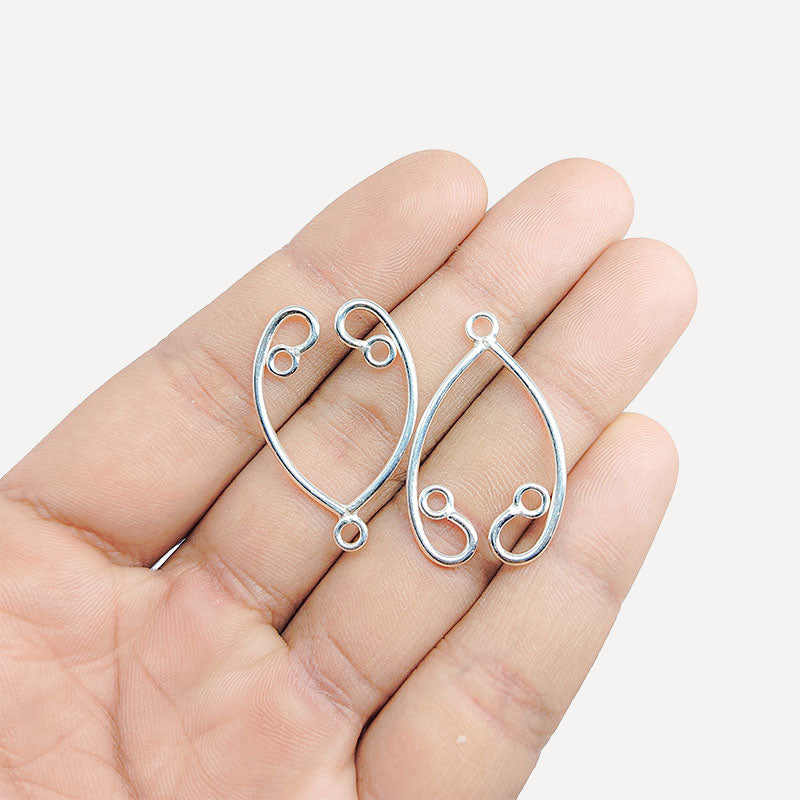 Handcrafted Silver Overlay Teardrop Loop Earwire from India with polished silver overlay finish