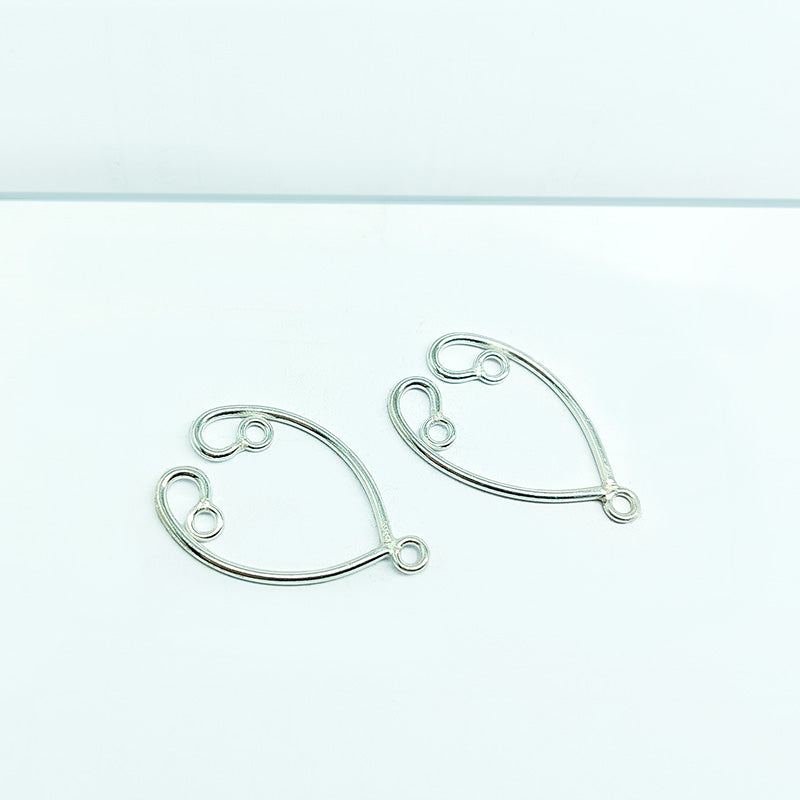 Handcrafted Silver Overlay Teardrop Loop Earwire from India with polished silver overlay finish