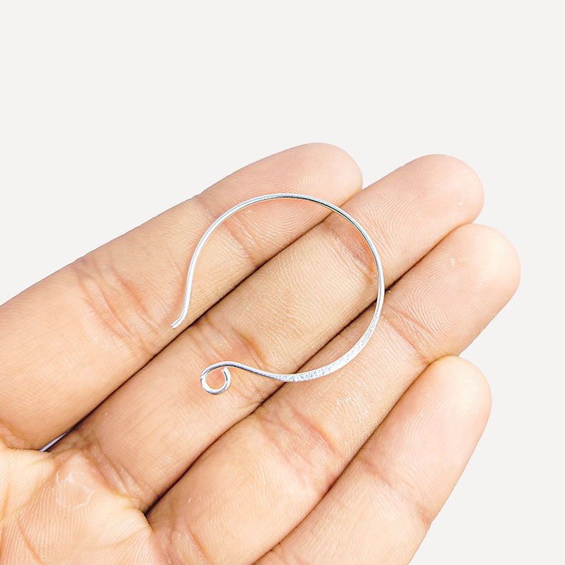 Handcrafted Silver Overlay Round Earwire from India with polished silver overlay finish