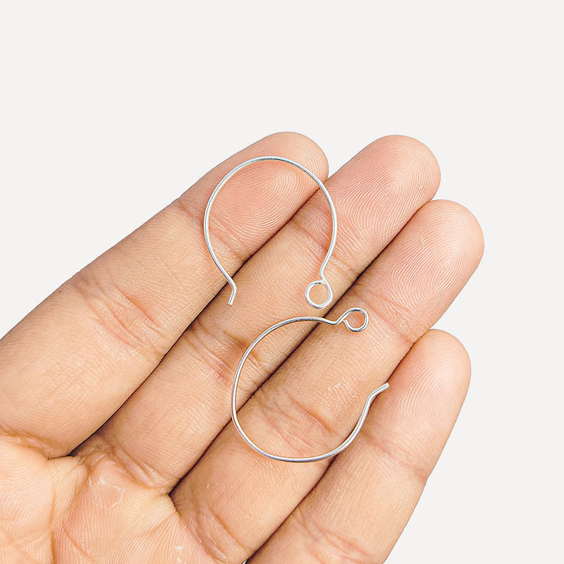 Handcrafted Silver Overlay Round Loop Earwire from India with polished silver overlay finish