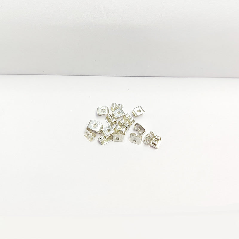 Handcrafted Silver Overlay Square Earring Back from India with polished silver overlay finish
