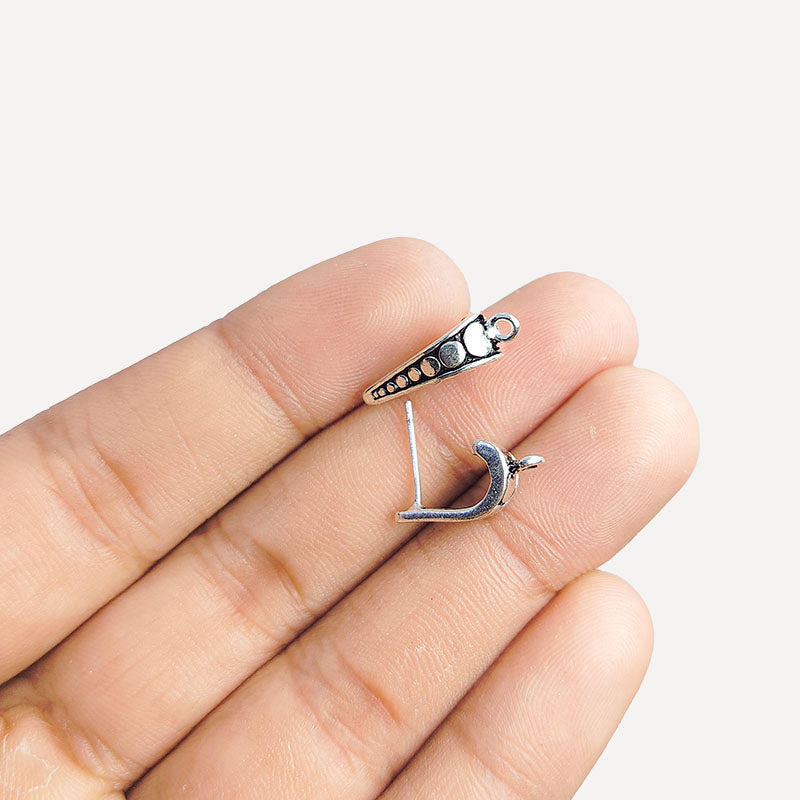 Handcrafted Silver Overlay Dotted Stud Earwire from India with polished silver overlay finish
