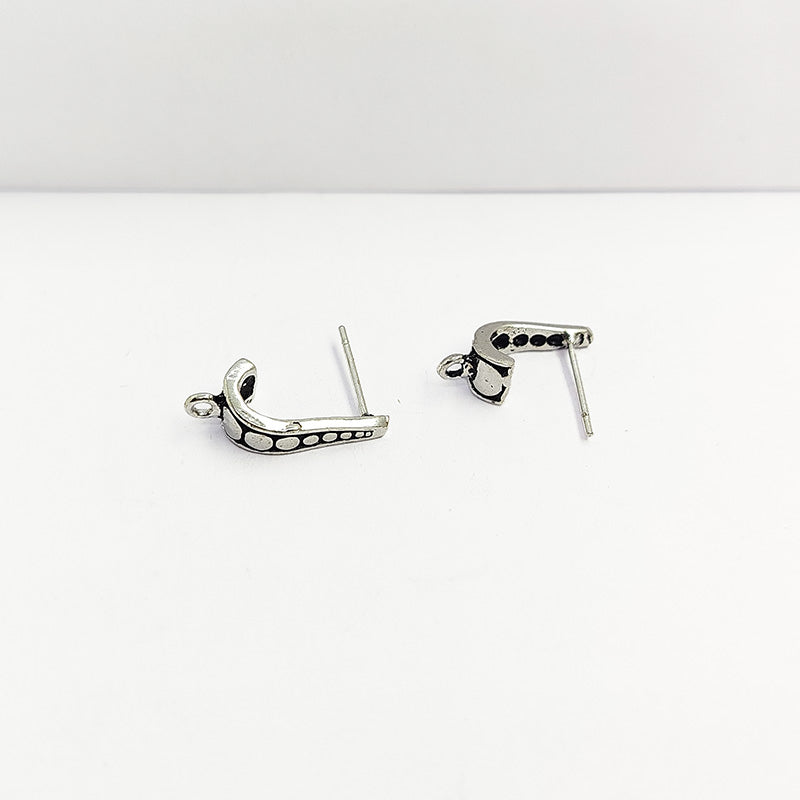 Handcrafted Silver Overlay Dotted Stud Earwire from India with polished silver overlay finish