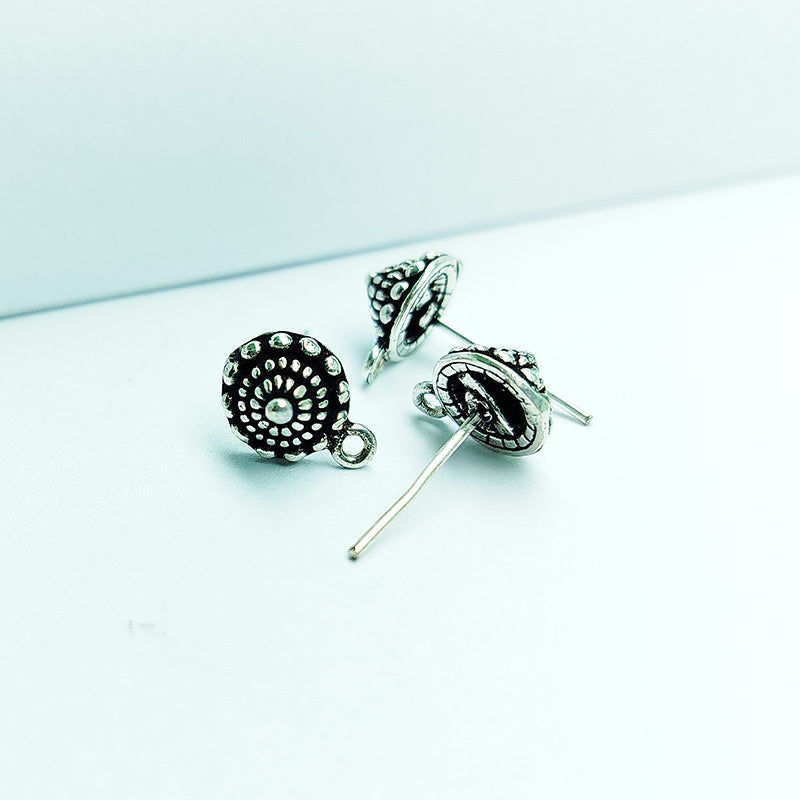 Handcrafted Silver Overlay Dome Stud Earwire from India with polished silver overlay finish