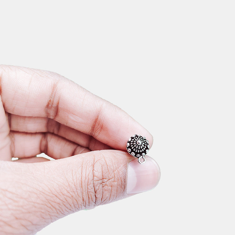 Handcrafted Silver Overlay Dome Stud Earwire from India with polished silver overlay finish