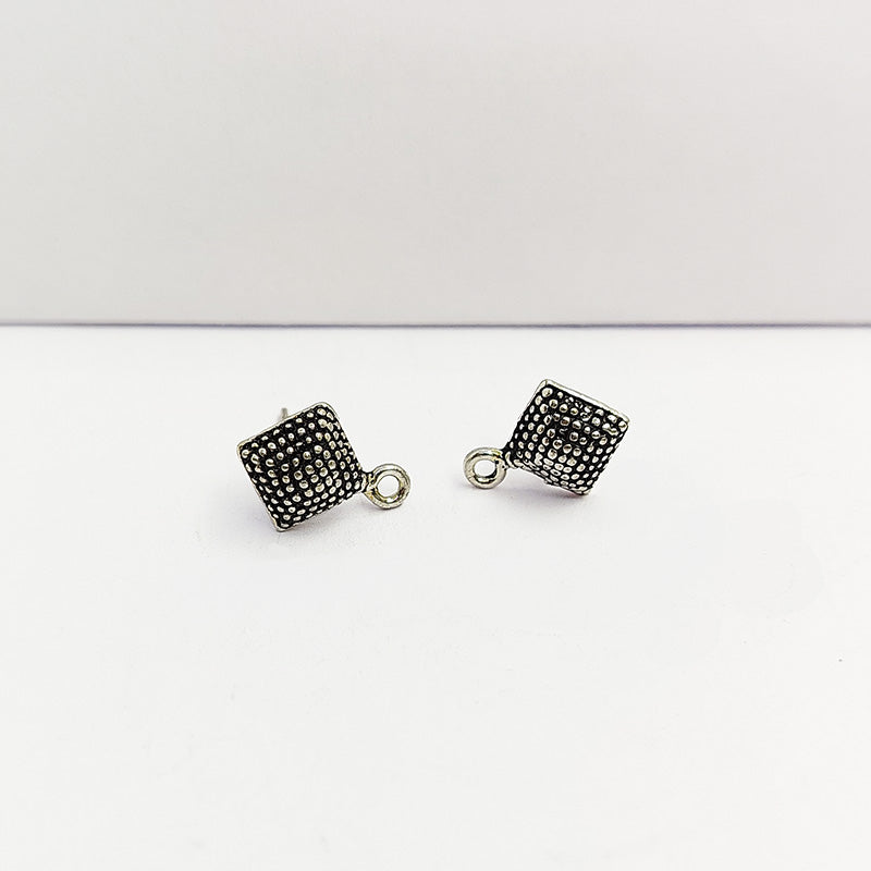 Handcrafted Silver Overlay Square Stud Earwire from India with polished silver overlay finish