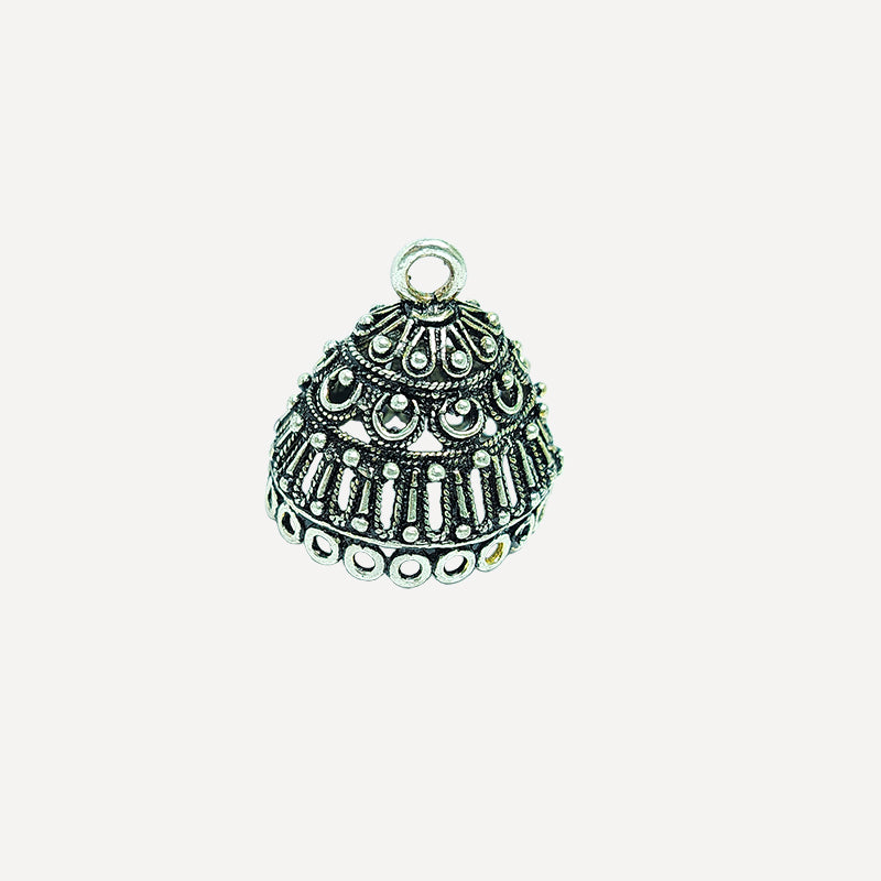 Handcrafted Silver Overlay Jhumka Dome Bead Cap from India with polished silver overlay finish