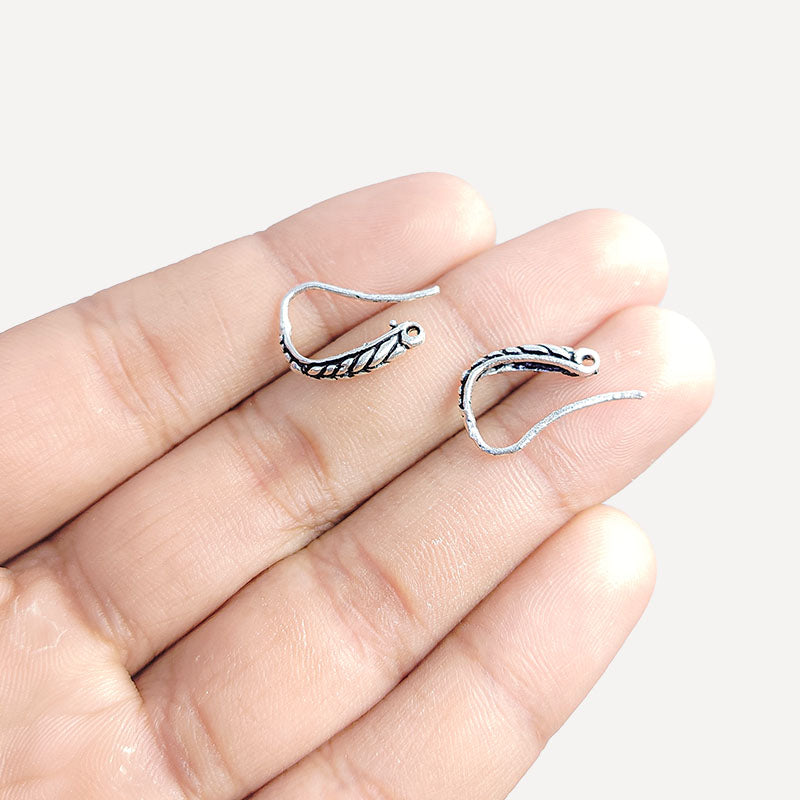 Handcrafted Silver Overlay Leaf Earwire from India with polished silver overlay finish