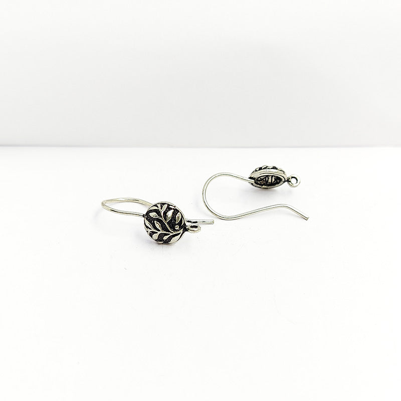 Handcrafted Silver Overlay Leaf Earwire from India with oxidized silver overlay finish