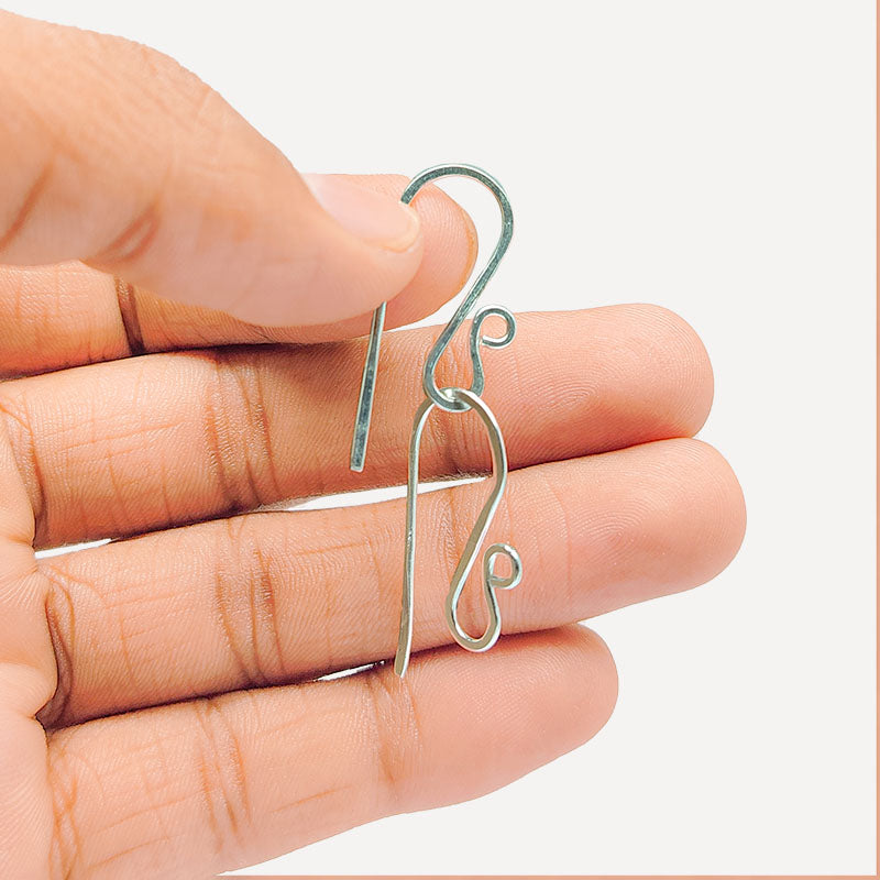 Handcrafted Silver Overlay Hammered Hook Earwire from India with polished silver overlay finish