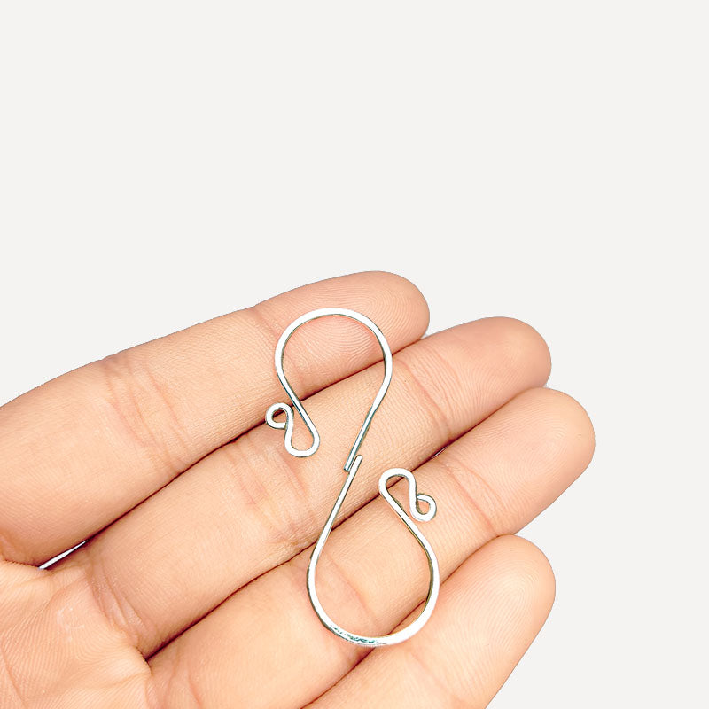 Handcrafted Silver Overlay Loop Hook Earwire from India with polished silver overlay finish