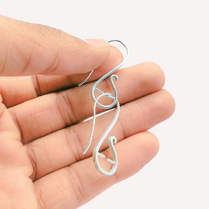 Handcrafted Silver Overlay Scroll Hook Earwire from India with polished silver overlay finish