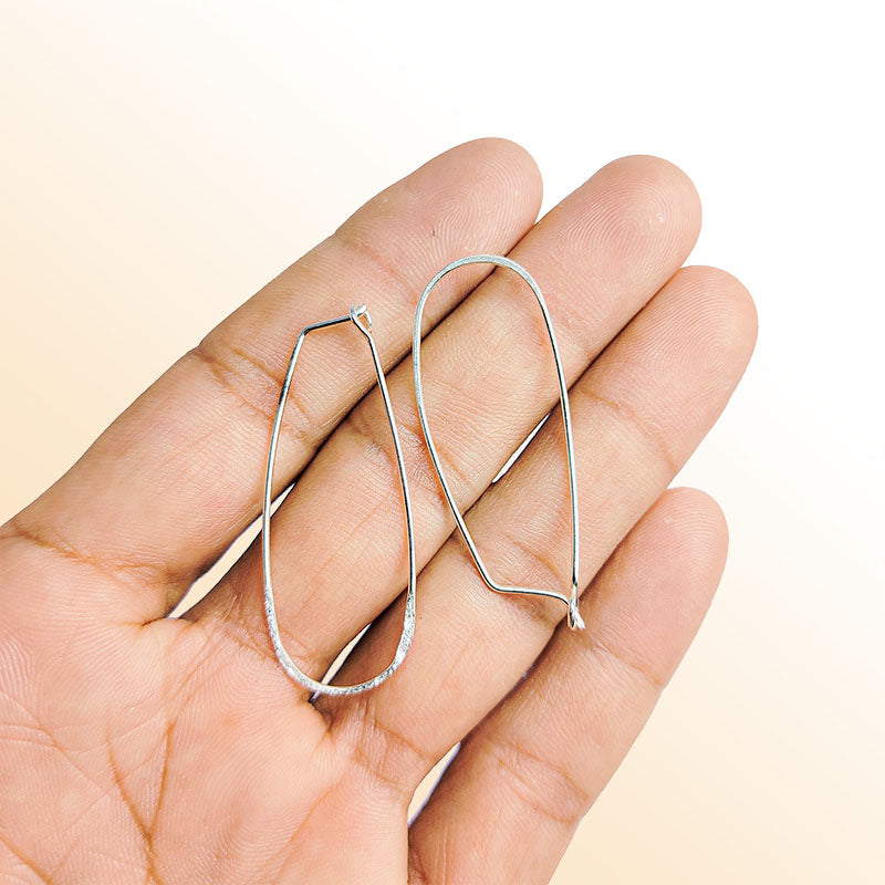 Handcrafted Silver Overlay Long Teardrop Hoop Earwire from India with polished silver overlay finish