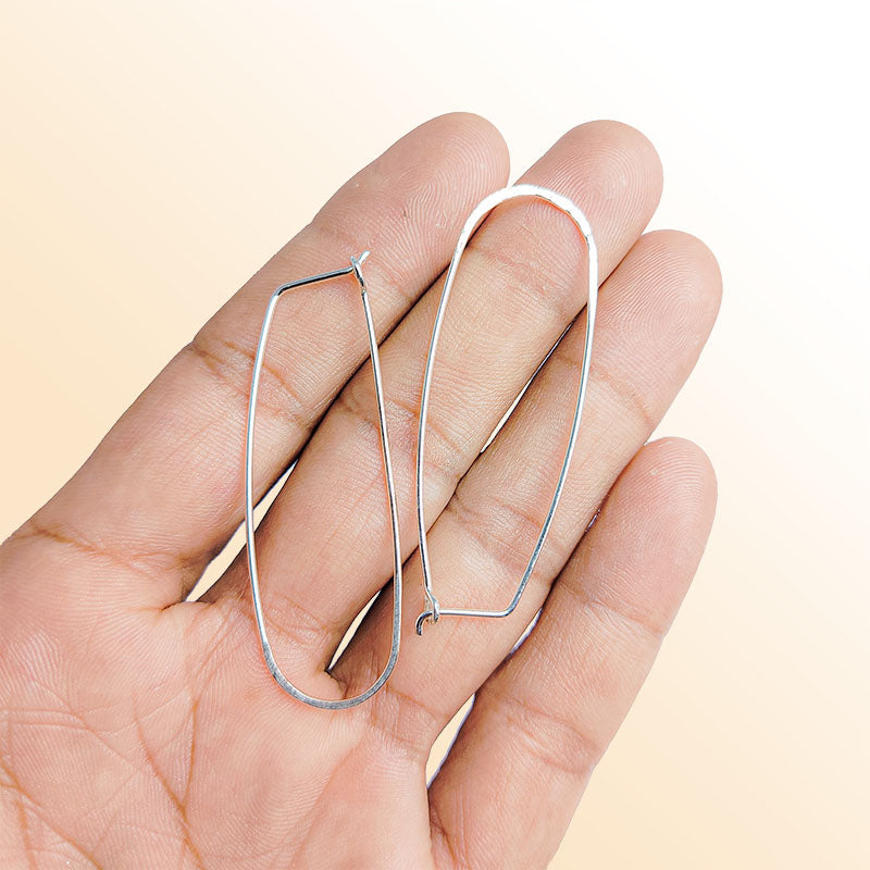 Handcrafted Silver Overlay Long Teardrop Hoop Earwire from India with polished silver overlay finish