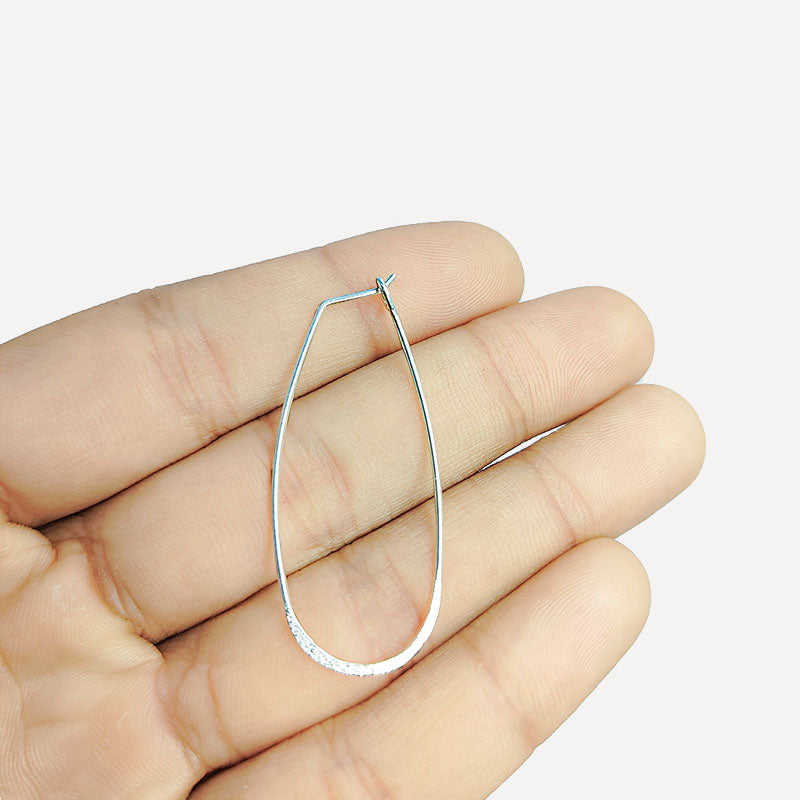 Handcrafted Silver Overlay Long Teardrop Hoop Earwire from India with polished silver overlay finish