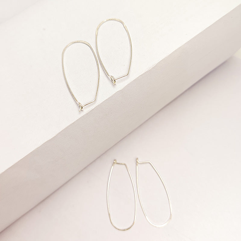 Handcrafted Silver Overlay Long Teardrop Hoop Earwire from India with polished silver overlay finish