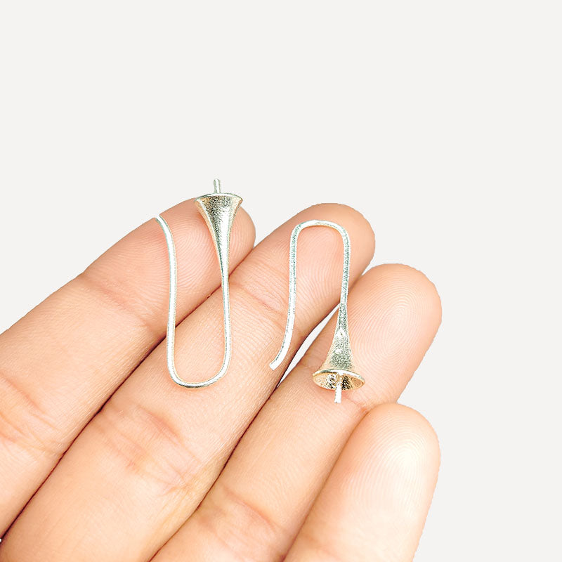 Handcrafted Silver Overlay Cone Shape Earwire from India with polished silver overlay finish