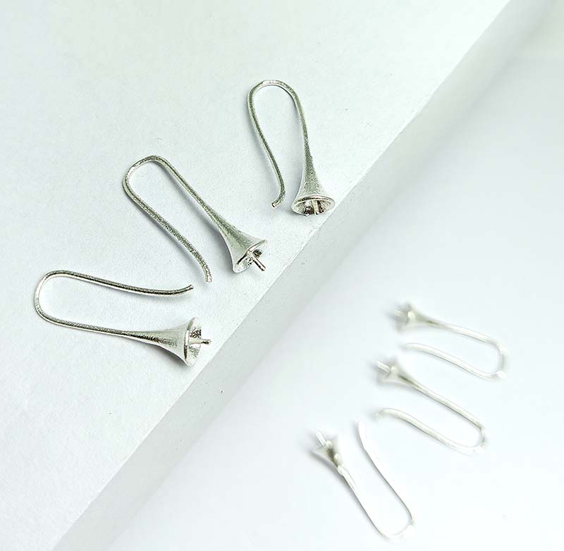 Handcrafted Silver Overlay Cone Shape Earwire from India with polished silver overlay finish
