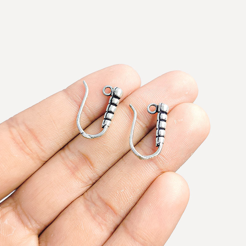 Handcrafted Silver Overlay Beaded Earwire from India with polished silver overlay finish