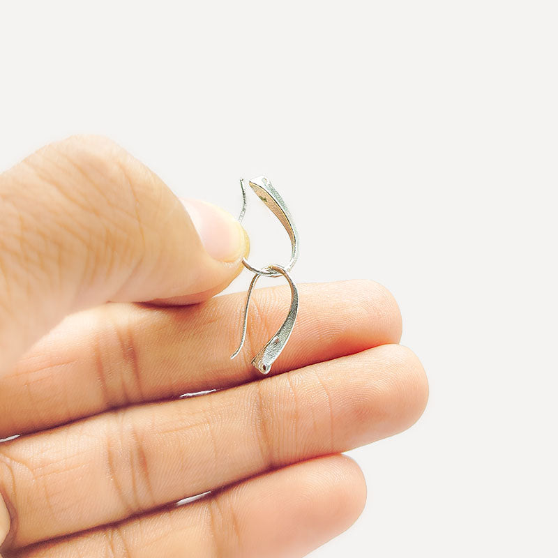 Handcrafted Silver Overlay Curved Edge Earwire from India with polished silver overlay finish