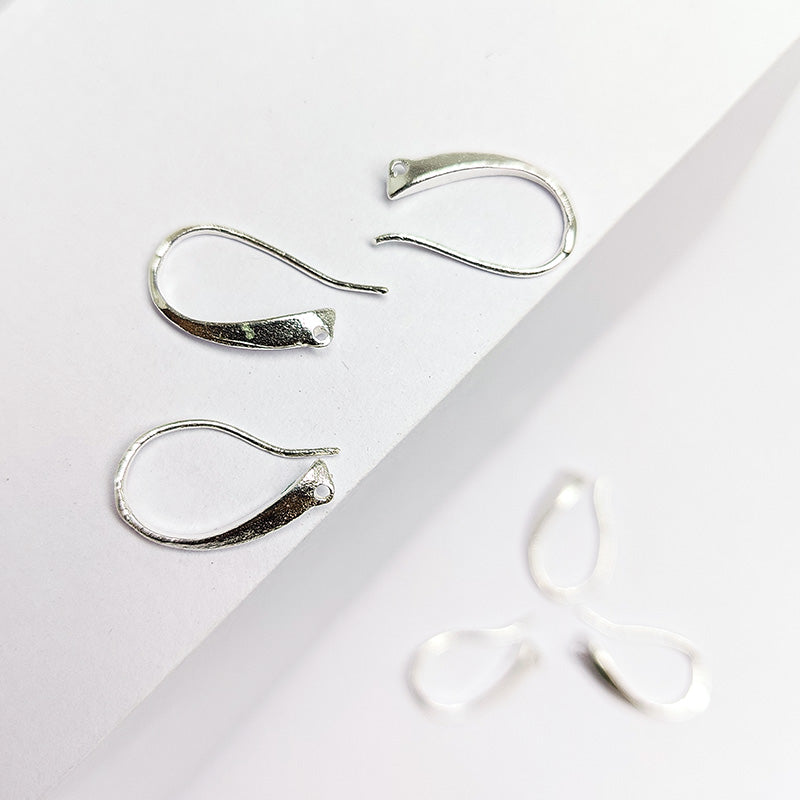 Handcrafted Silver Overlay Curved Edge Earwire from India with polished silver overlay finish