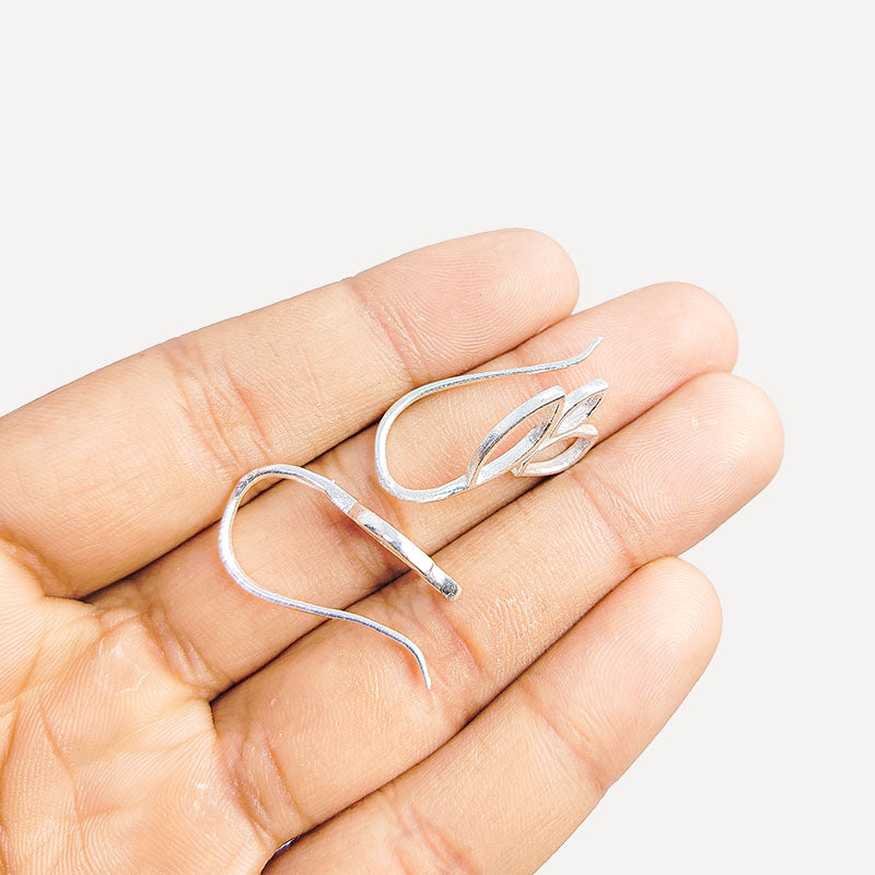 Elegant silver overlay leaf drop earwire handcrafted in India