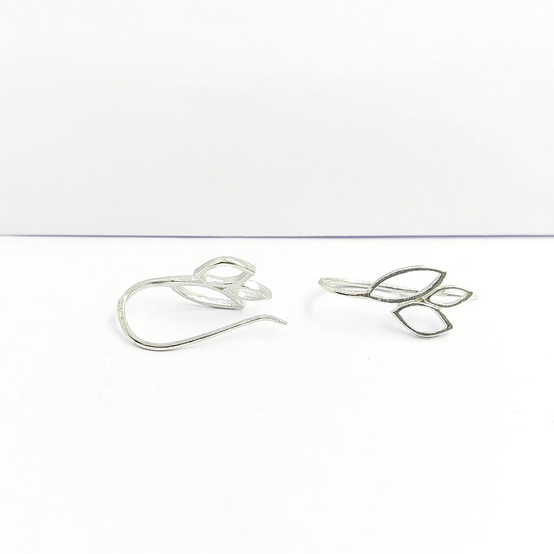 Elegant silver overlay leaf drop earwire handcrafted in India